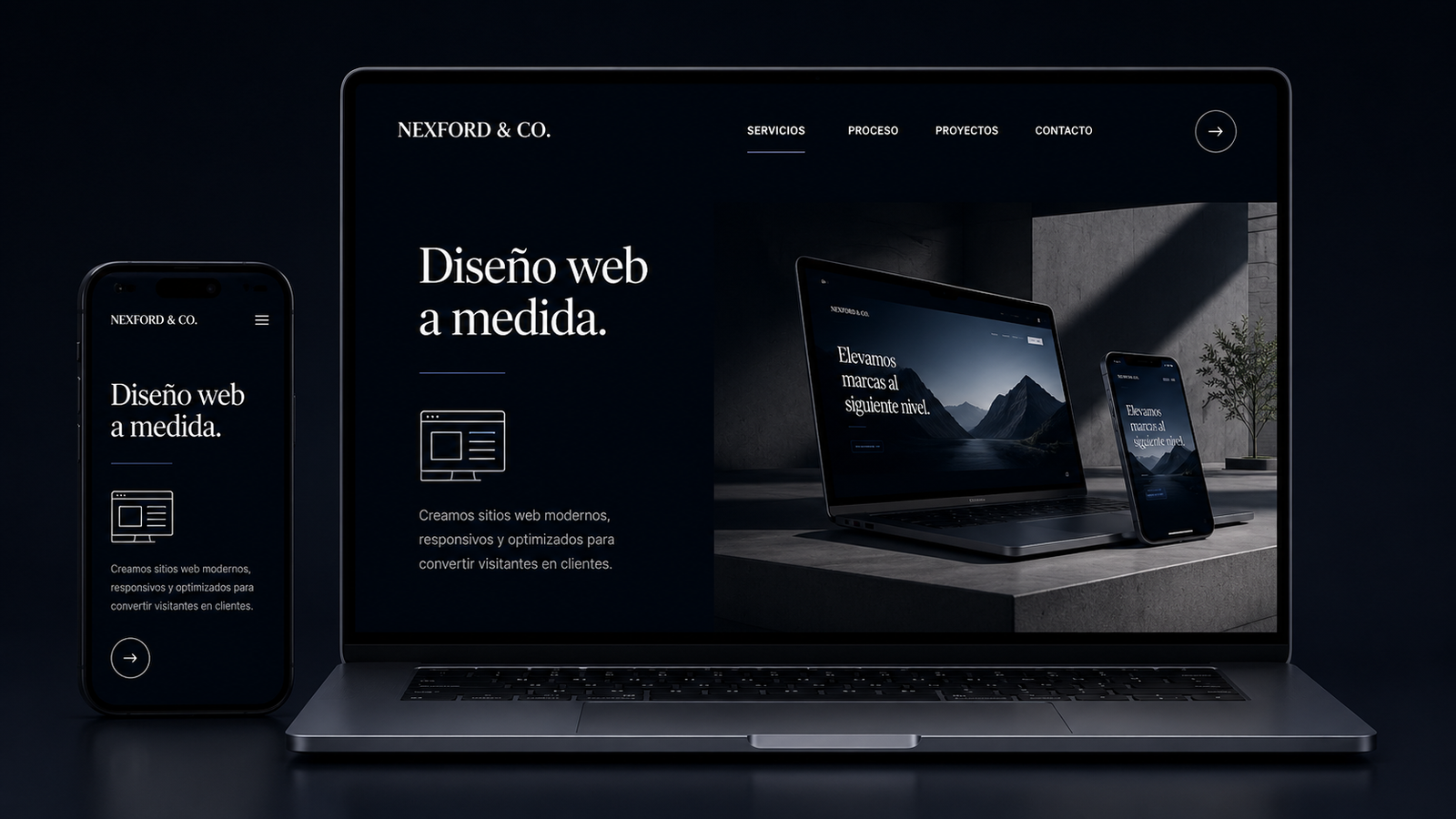 Vista previa de una web NEXFORD & CO. en portátil y móvil
